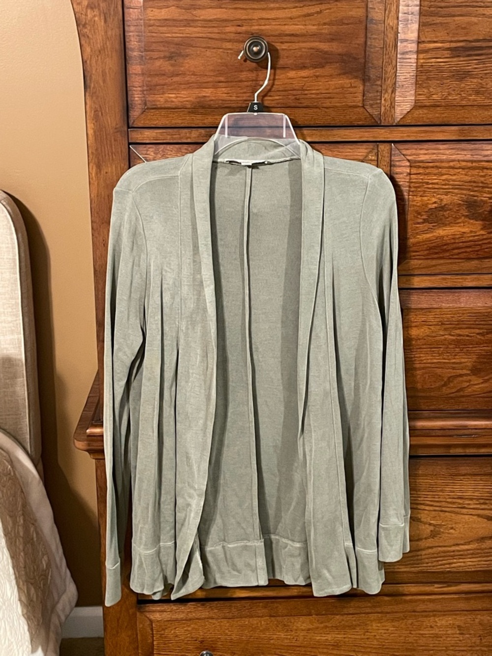 LOFT Sage Green Drape Front Cardigan